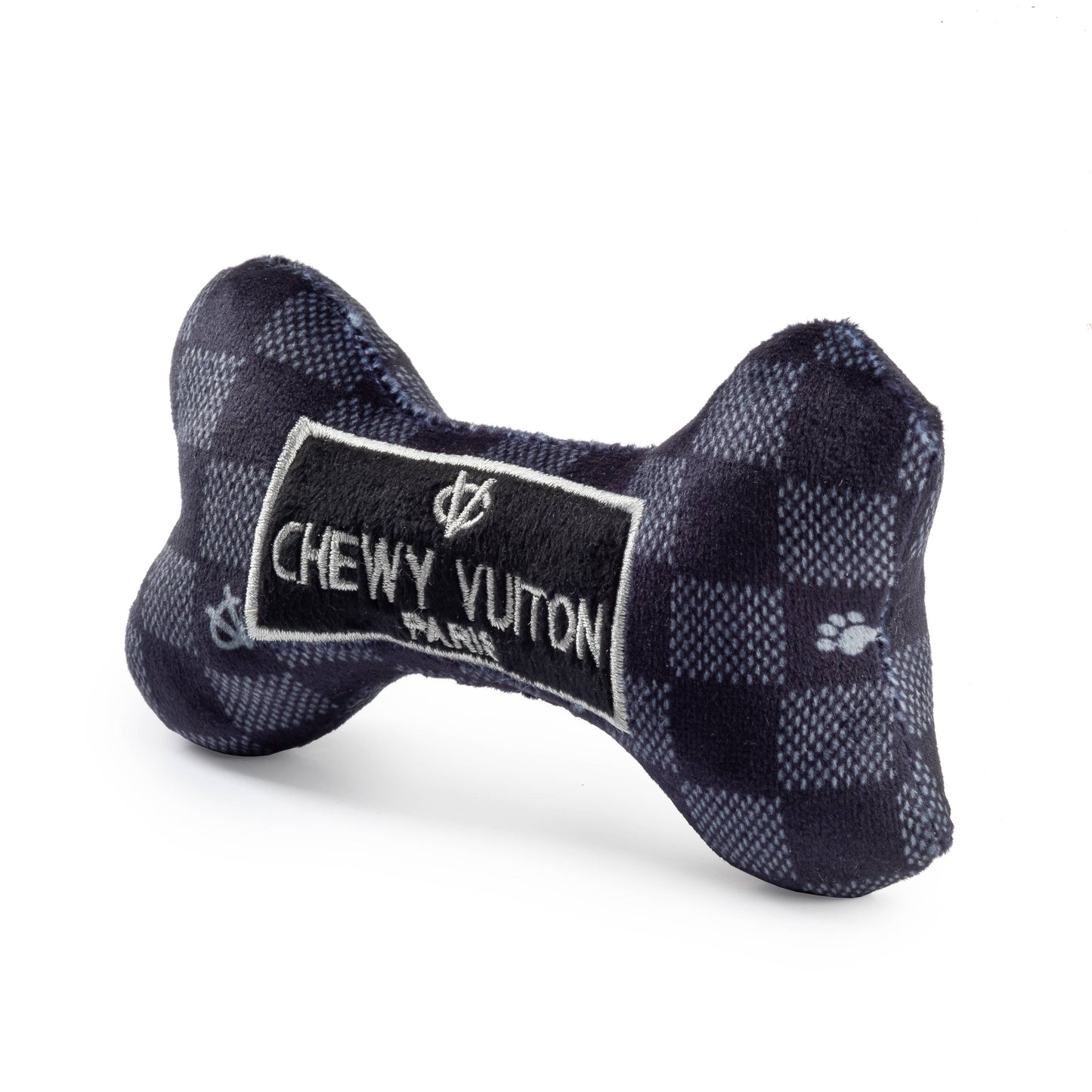 Haute Diggity Dog - Black Checker Chewy Vuiton Bone Squeaker Dog Toy