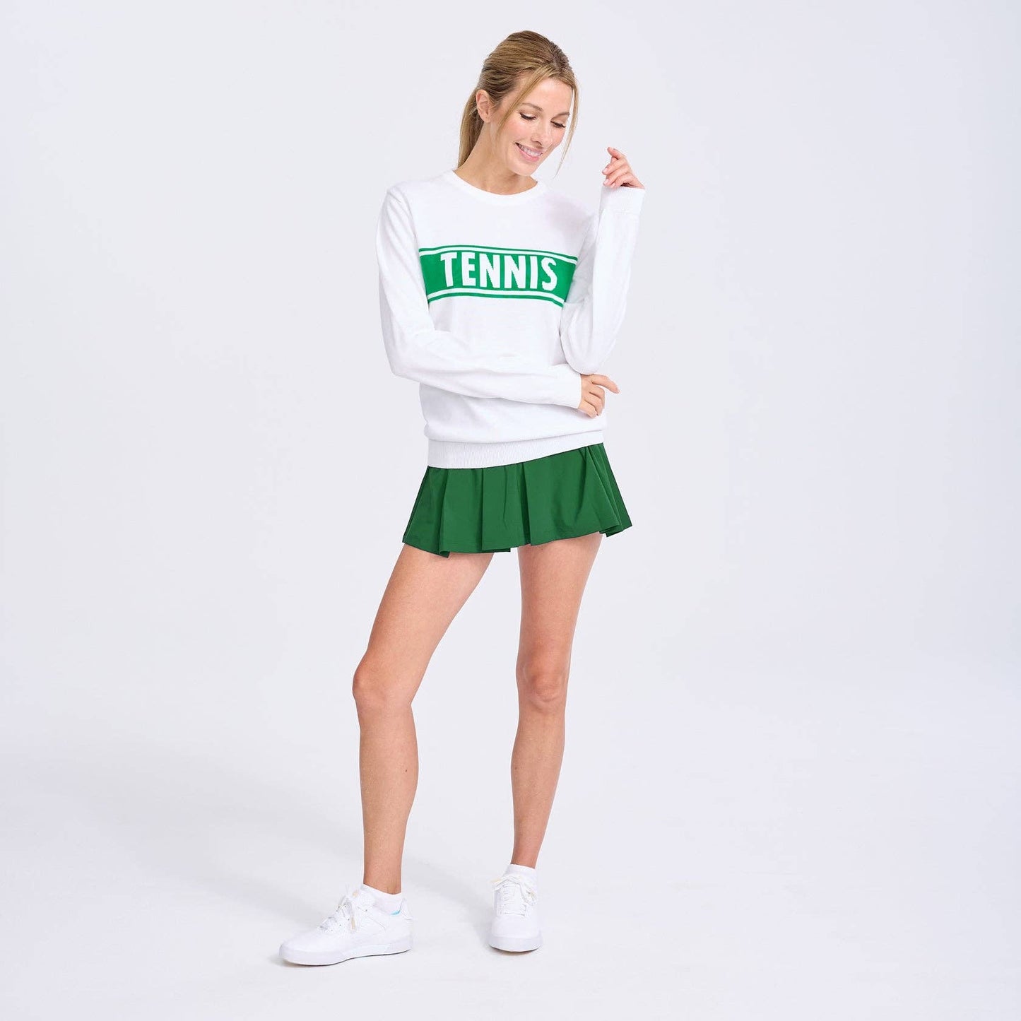 Club Sport Sweater: White / Green Tennis