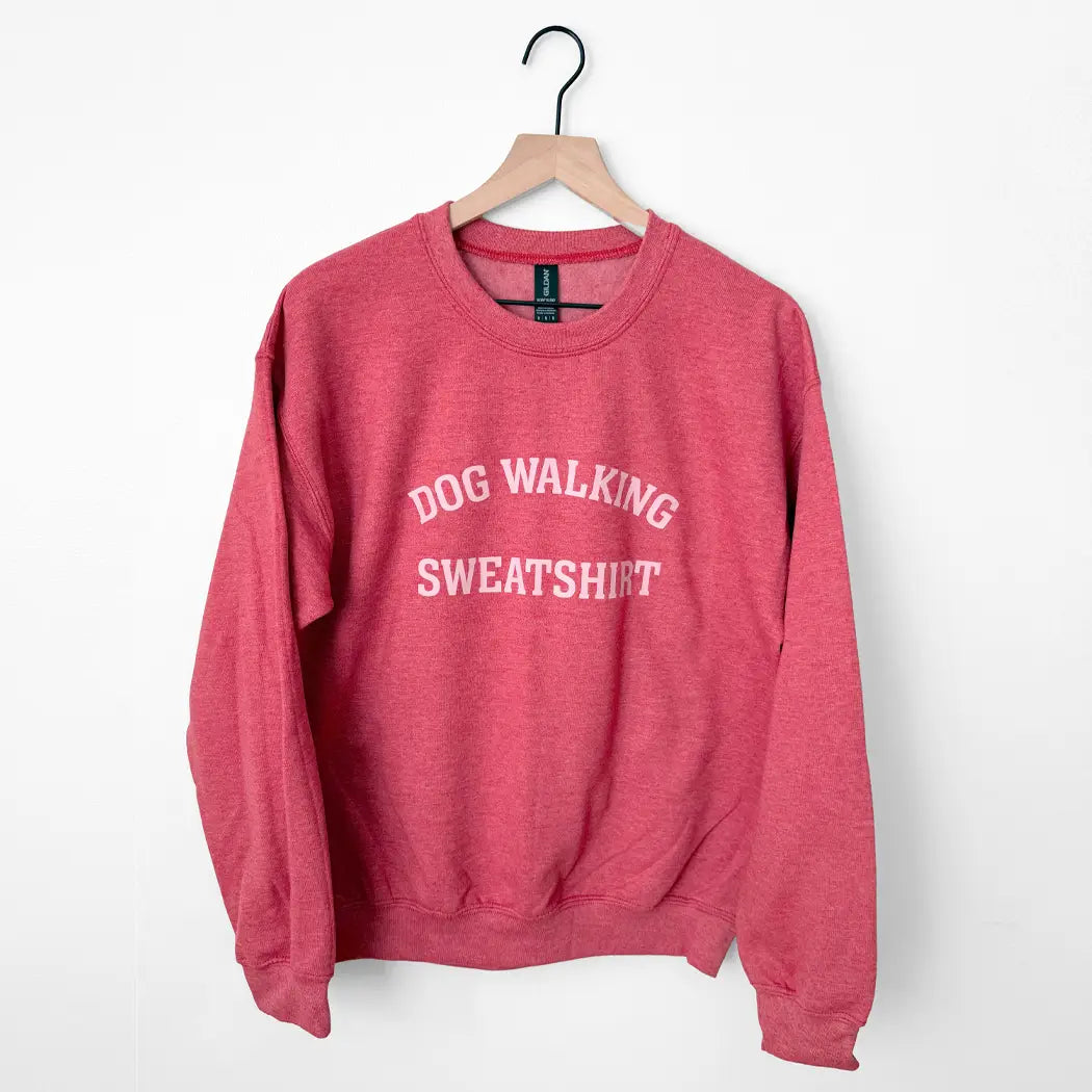 Dog Walking Crewneck Sweatshirt - Heather Dark Red