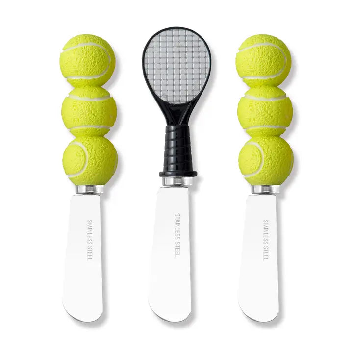 3-Piece Tennis Racket & Ball Cheese Spreader