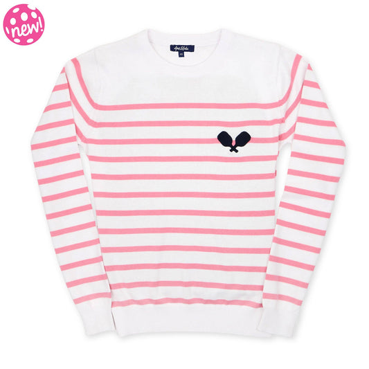 Club Sport Sweater: Pink / White Paddle Stripes