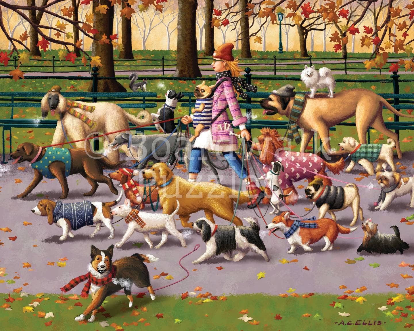 Boardwalk Puzzle Company - Dog Walker - Personal Puzzle - 210 Piece