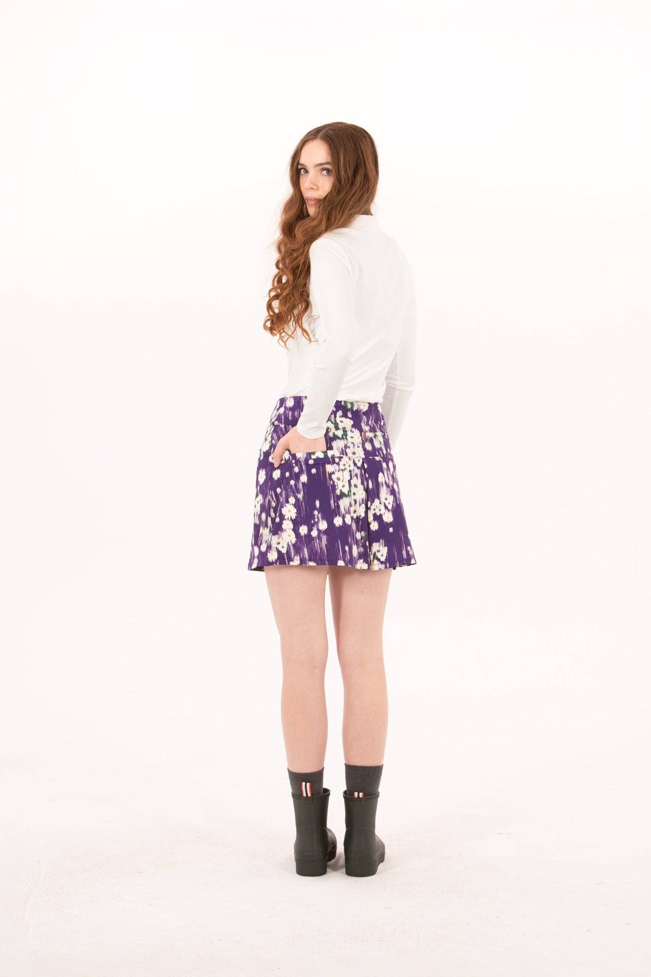 Foray Golf - Core Basic Skirt w/ Pockets- Blossom Blast: Violet Floral