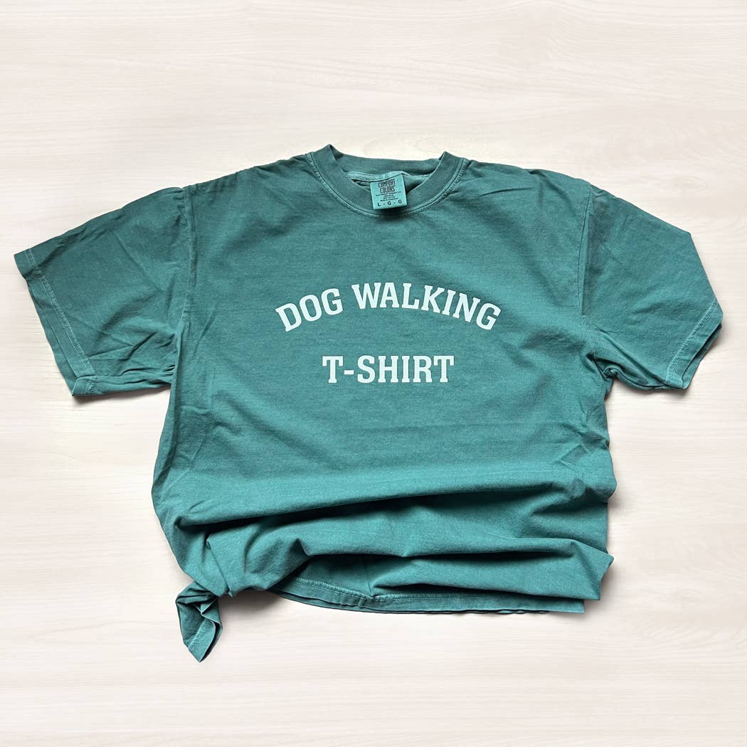 Poppy & Lou - Dog Walking T-Shirt: Emerald / S