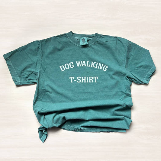 Poppy & Lou - Dog Walking T-Shirt: Emerald / M