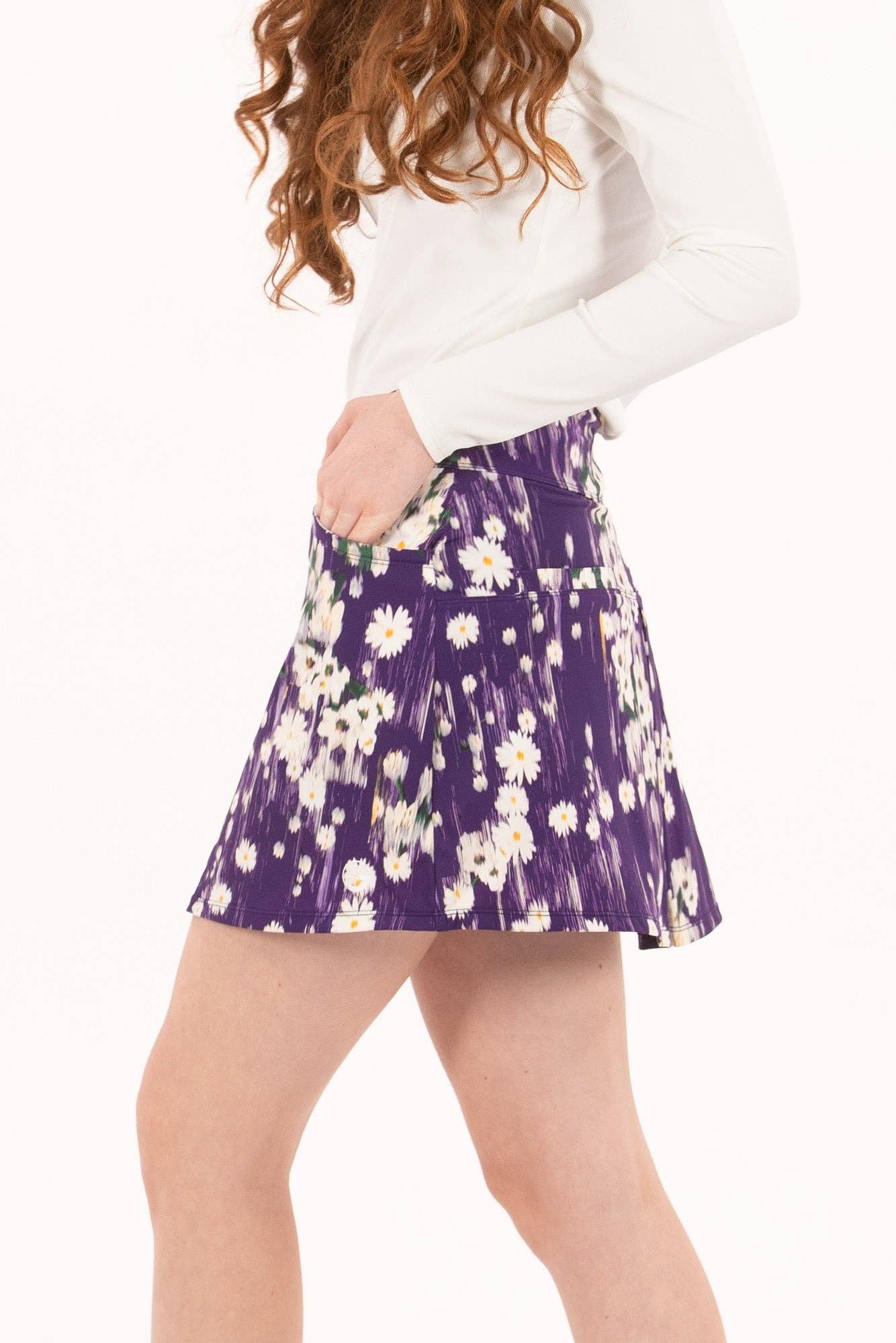 Foray Golf - Core Basic Skirt w/ Pockets- Blossom Blast: Violet Floral