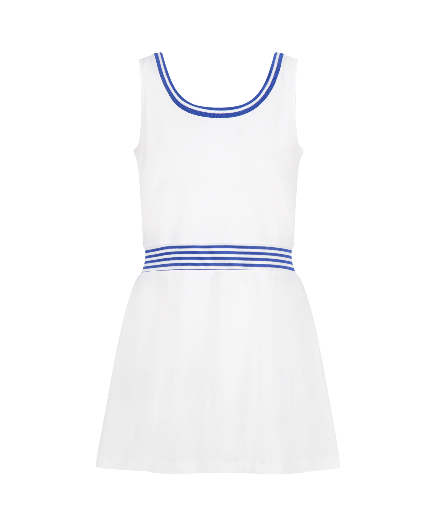 Ashby Dress: Cadet Blue with Bright White Stripe / S