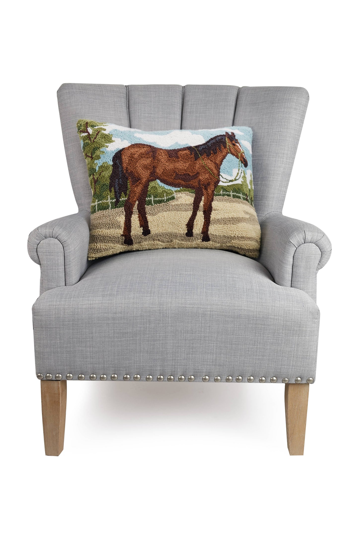 Peking Handicraft - Brown Horse Hook Pillow