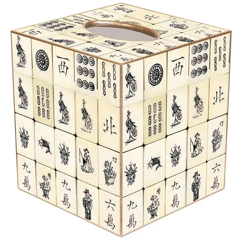 Antique Mahjong Tissue Box Cover