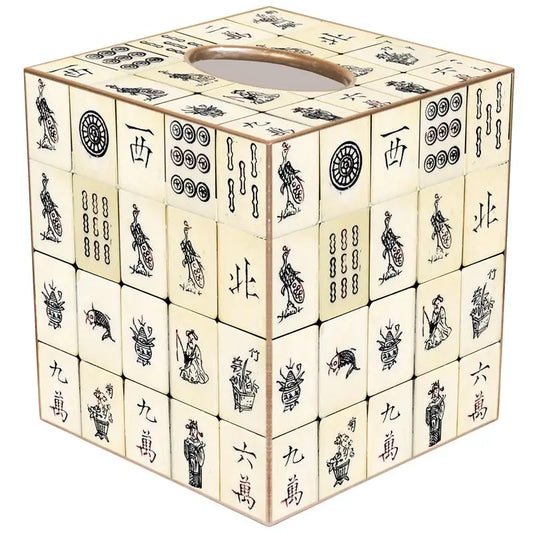 Antique Mahjong Tissue Box Cover