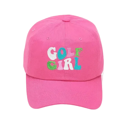 Golf Girl Embroidered Cap - Hot Pink