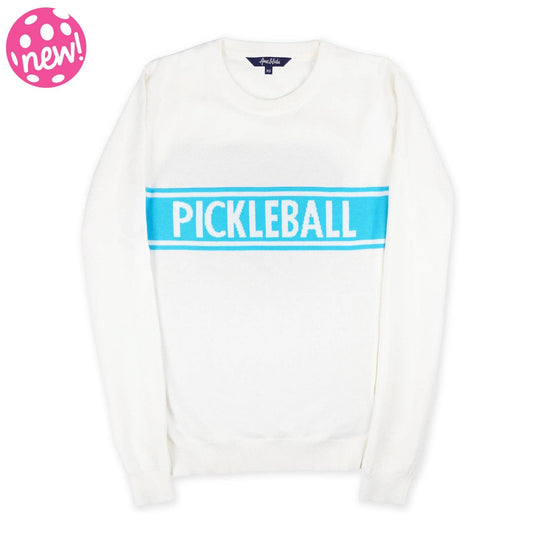 Ame & Lulu - Club Sport Sweater: White Light Blue Pickleball