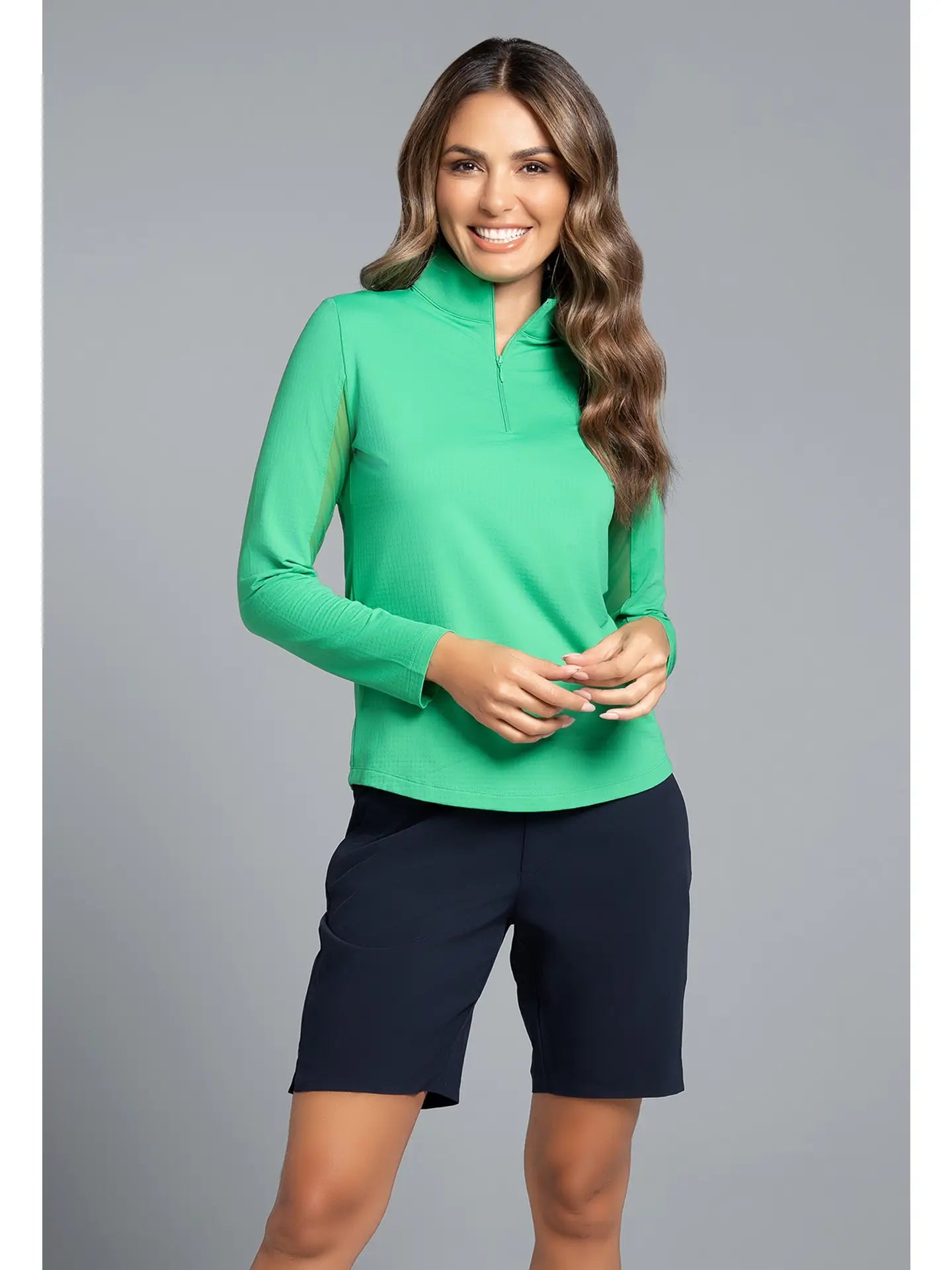 Solid Long Sleeve Mock Neck Top