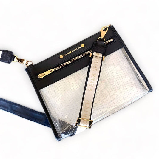 Front Row Bag - Navy Leather / Clear PVC / Gold Hardware