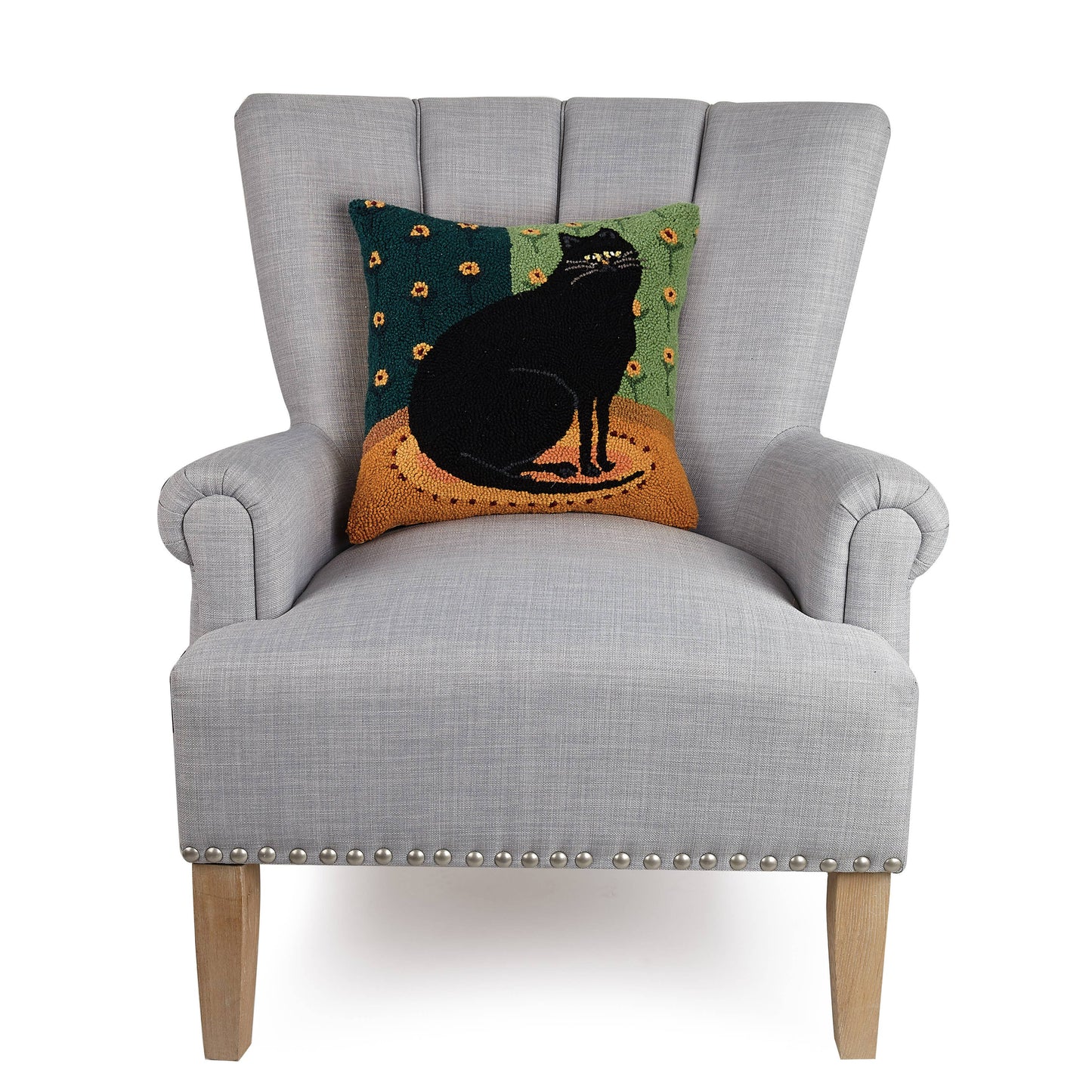 Black Cat In A Corner Hook Pillow - Warren Kimble