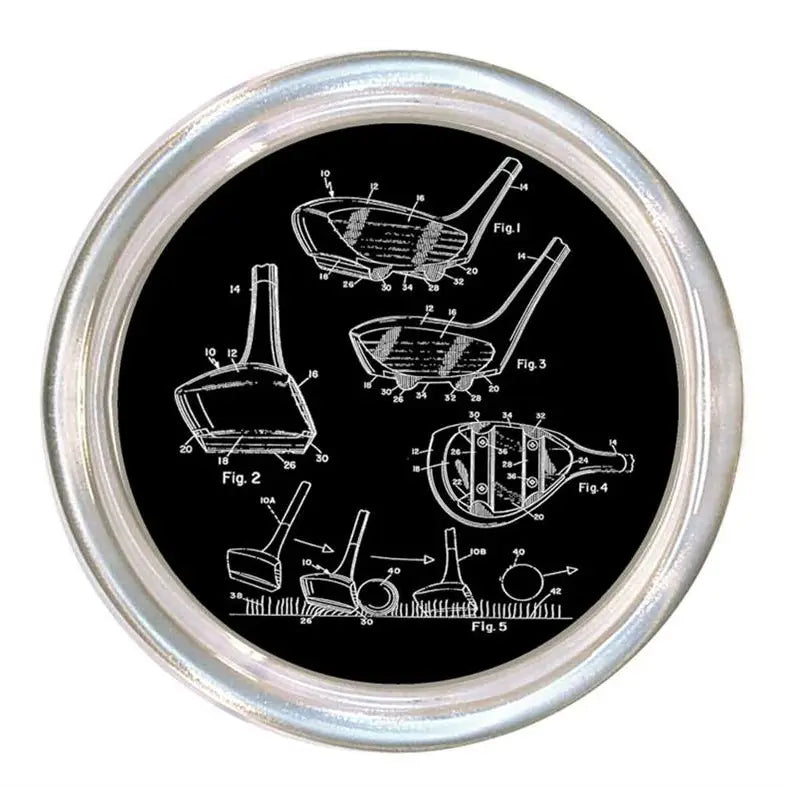 Black Antique Golf Patent Coaster