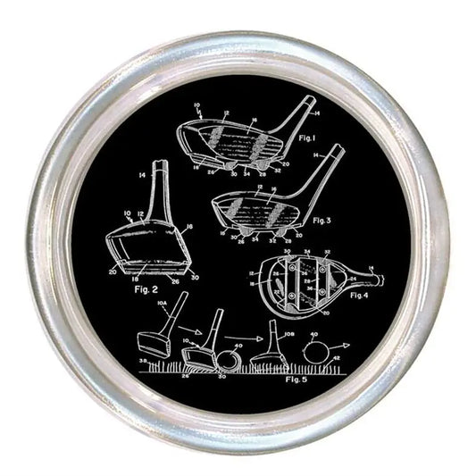 Black Antique Golf Patent Coaster