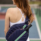 WanderFull - Pickleball HydroSling Bag with Removable Racquet Cover- Navy Matte with Stripe