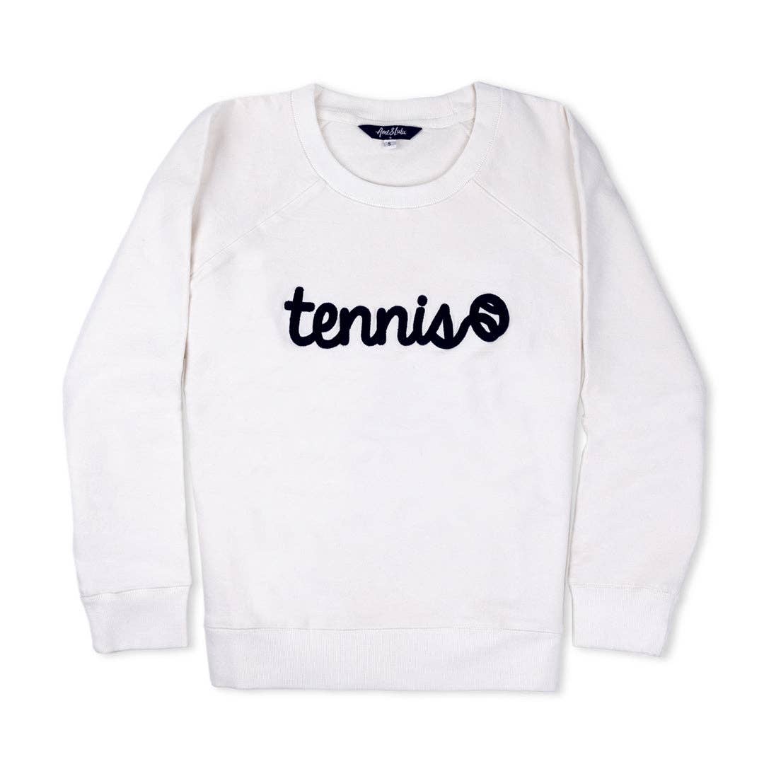 Ame & Lulu - Women's Love All Sweatshirt: Tennis Stitched White / Medium