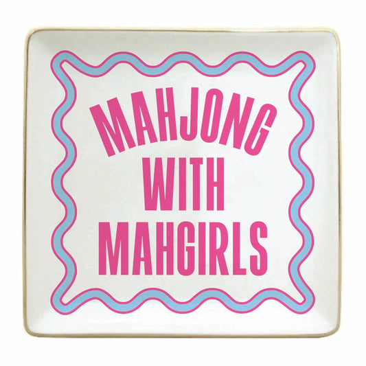 Ceramic Trinket Tray - Mahjong with Mahgirls