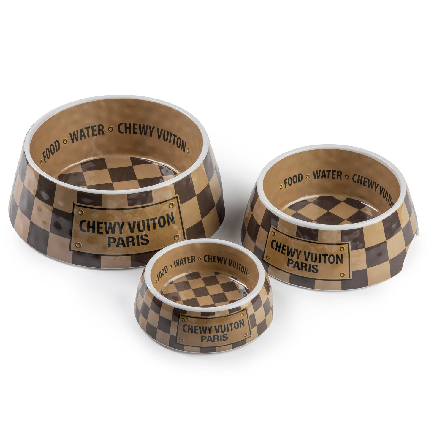 Haute Diggity Dog - Checker Chewy Vuiton Bowl - 3 Sizes!! Dog Bowls: Large