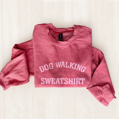 Dog Walking Crewneck Sweatshirt - Heather Dark Red