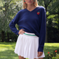 Cricket Skort: White with Blue and Green Trim / S