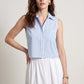 The Boxy Sleeveless Shirt - Sky Blue Check