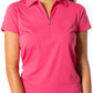 Short Sleeve Zip Stretch Polo - Hot Pink