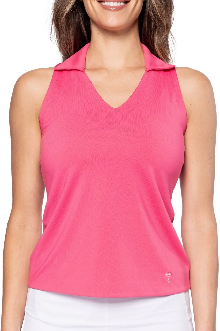 Sleeveless Lisa Sport Polo - Hot Pink