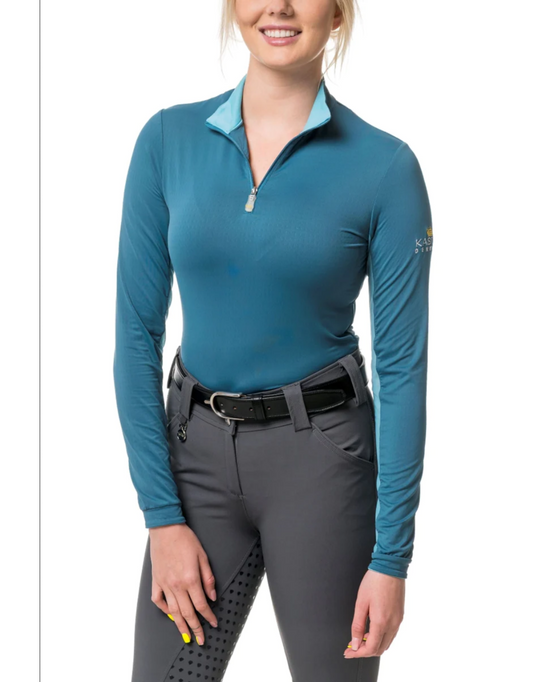 1/4 Zip Long Sleeve - Teal/Aqua