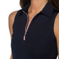 Sleeveless Zip Polo - Navy/Rose Pink
