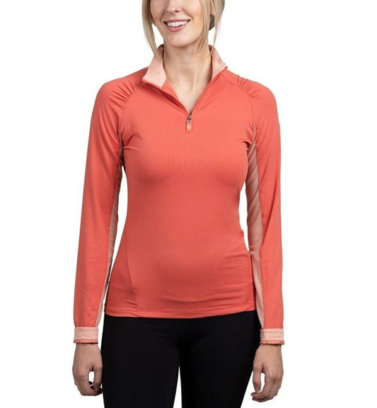 1/4 Zip Raglan Long Sleeve - Coral