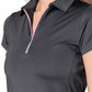 Slate/Rose Pink Short Sleeve Zip Polo