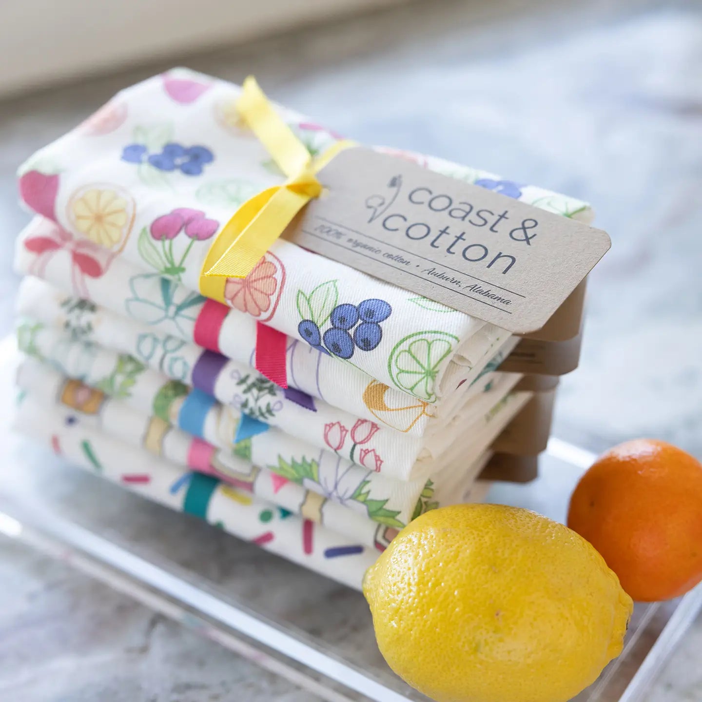 Organic Cotton Tea Towel - Dala Horses