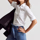 The 3/4 Sleeve Essentials Icon Shirt - White