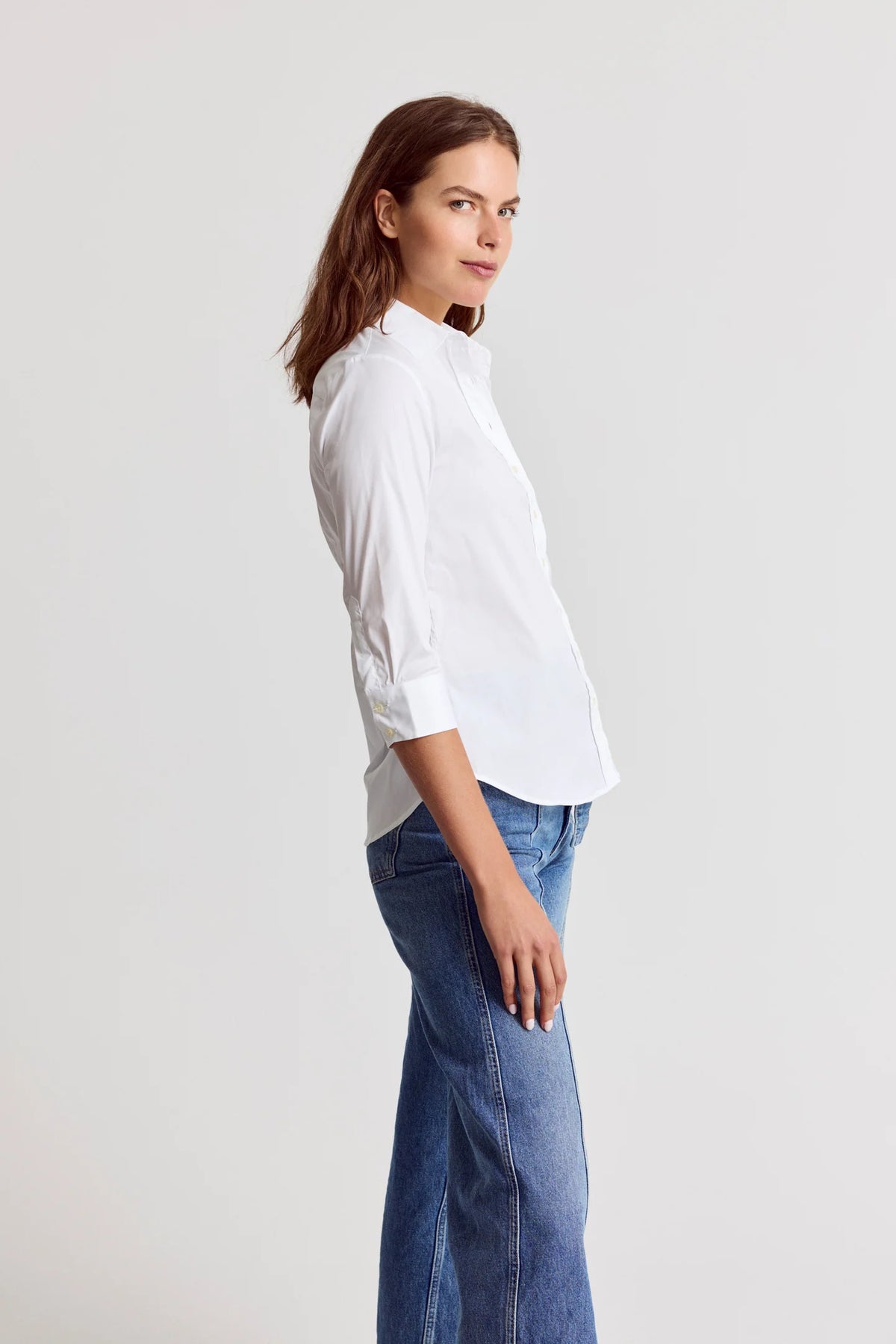 The 3/4 Sleeve Essentials Icon Shirt - White