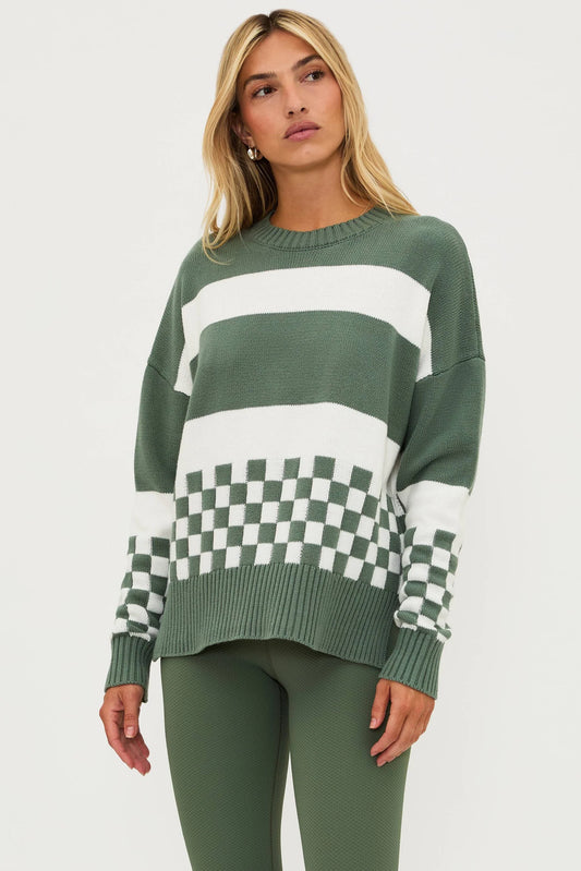 Callie Sweater - Olive Check