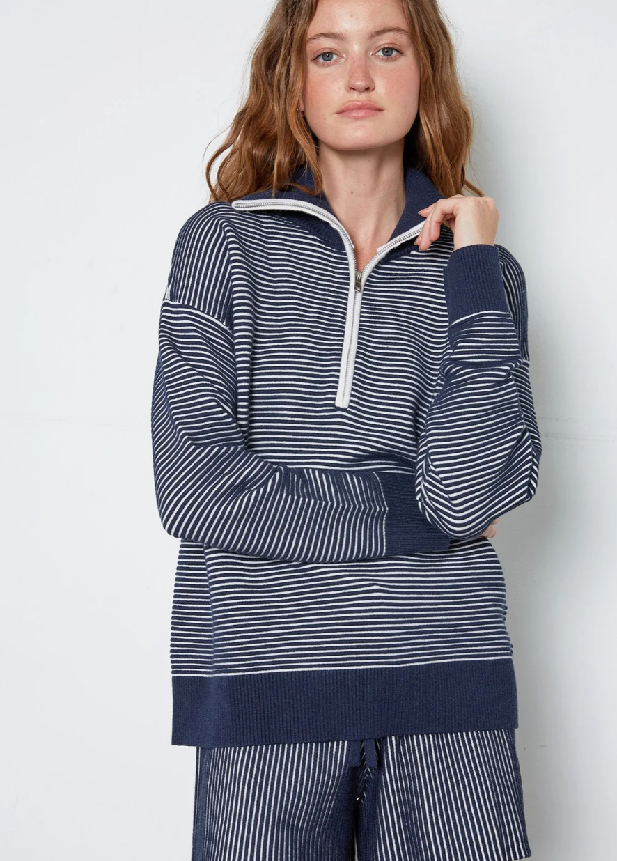 Chloe Ribbed Half-Zip Technical Sweater