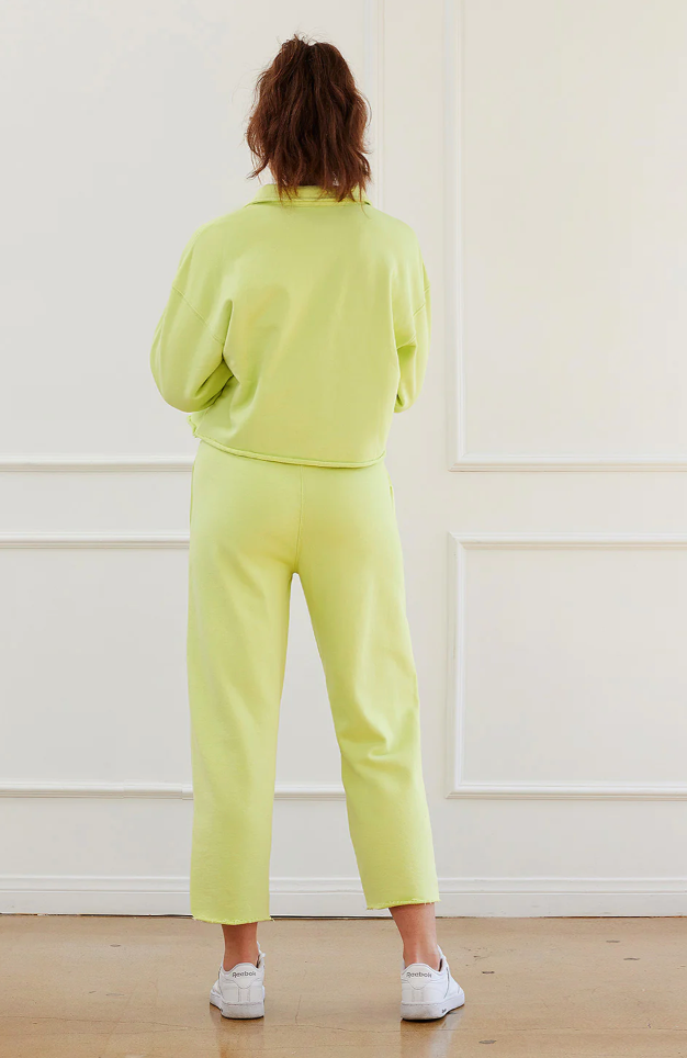 Phoenix Cropped Straight-Cut Sweatpants - Lime
