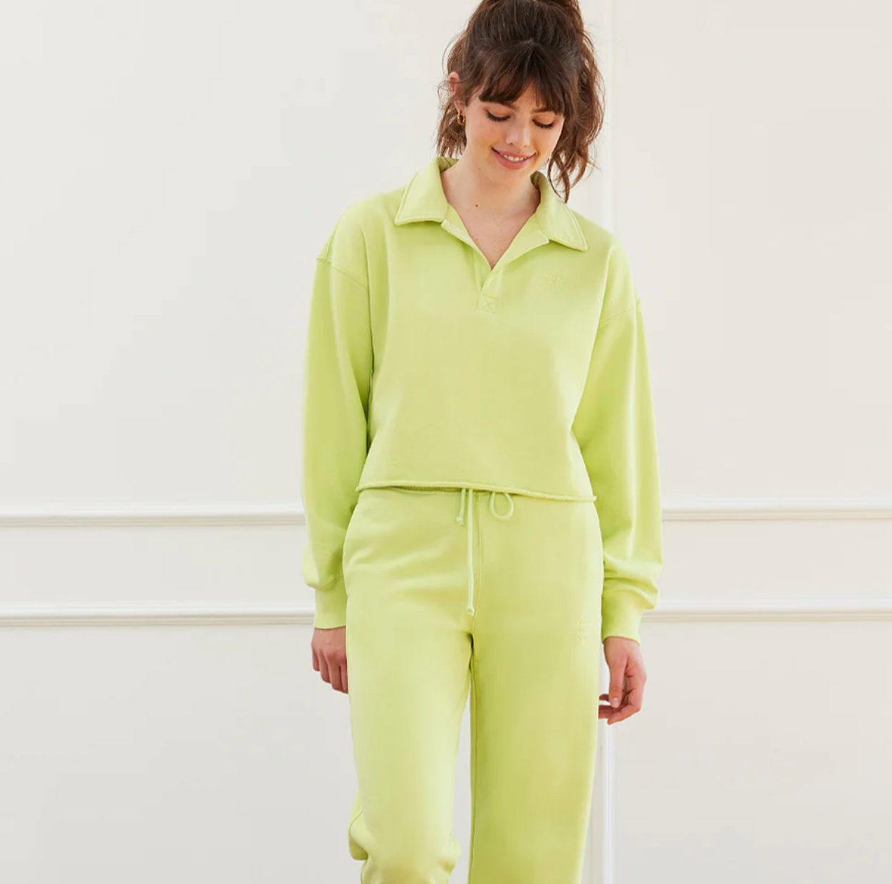 Cropped Polo Pullover Lime