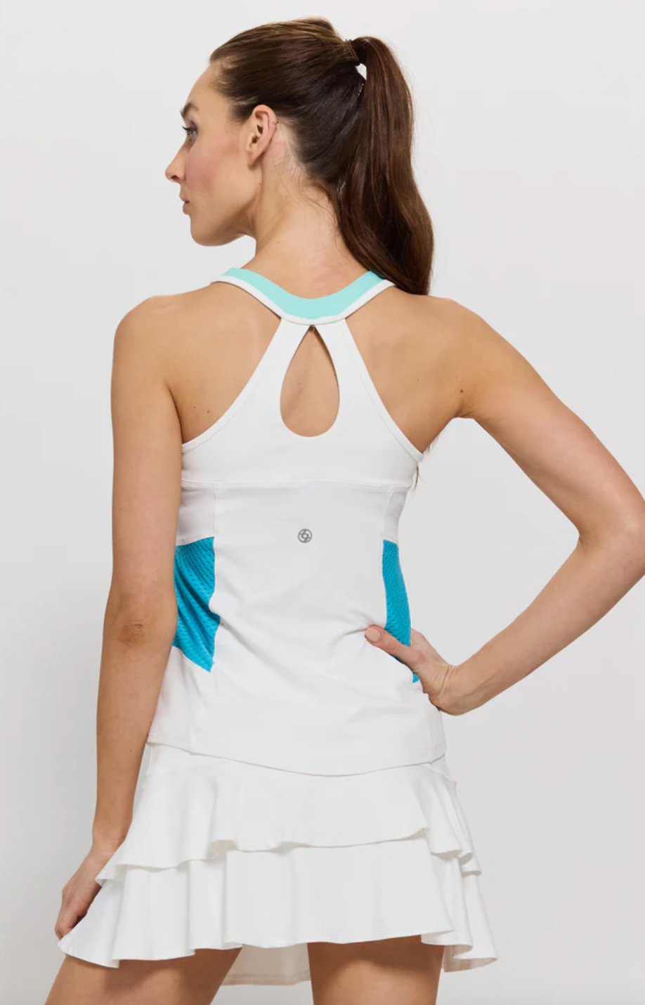 Elite Try Hard Tank - White/Tropical Blue