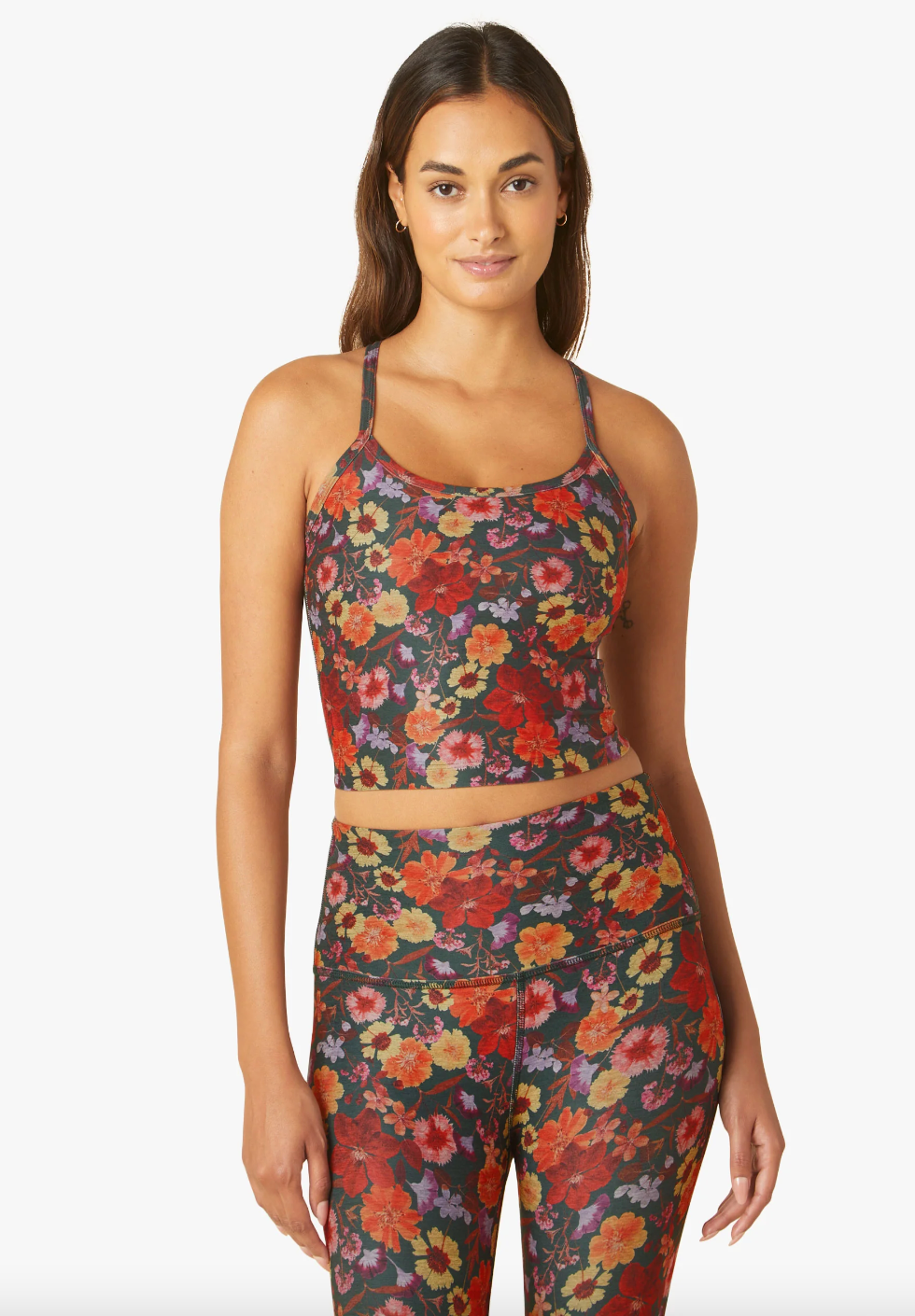 SoftMark Slim Racerback Cropped Tank - Pressed Flowers