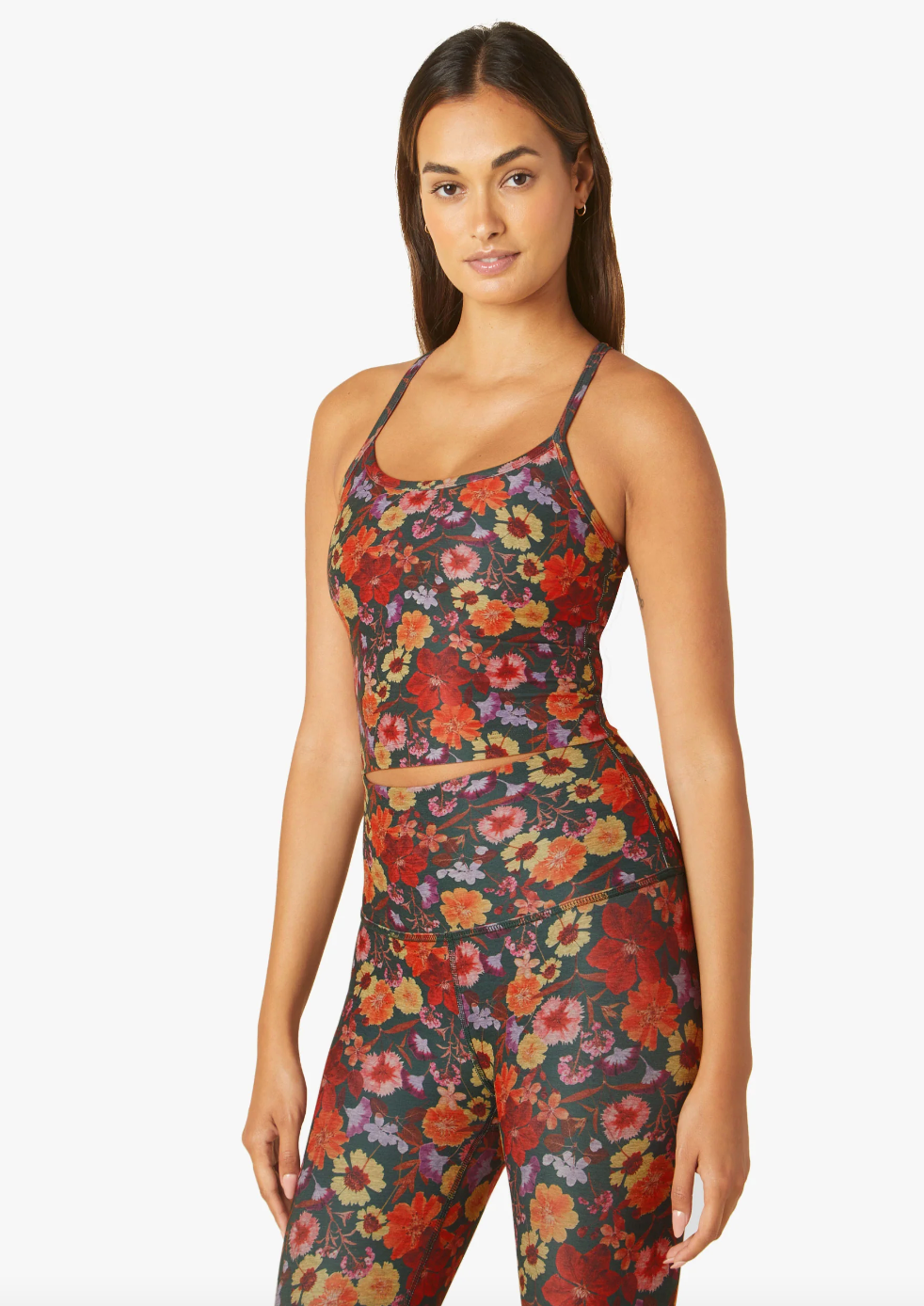 SoftMark Slim Racerback Cropped Tank - Pressed Flowers