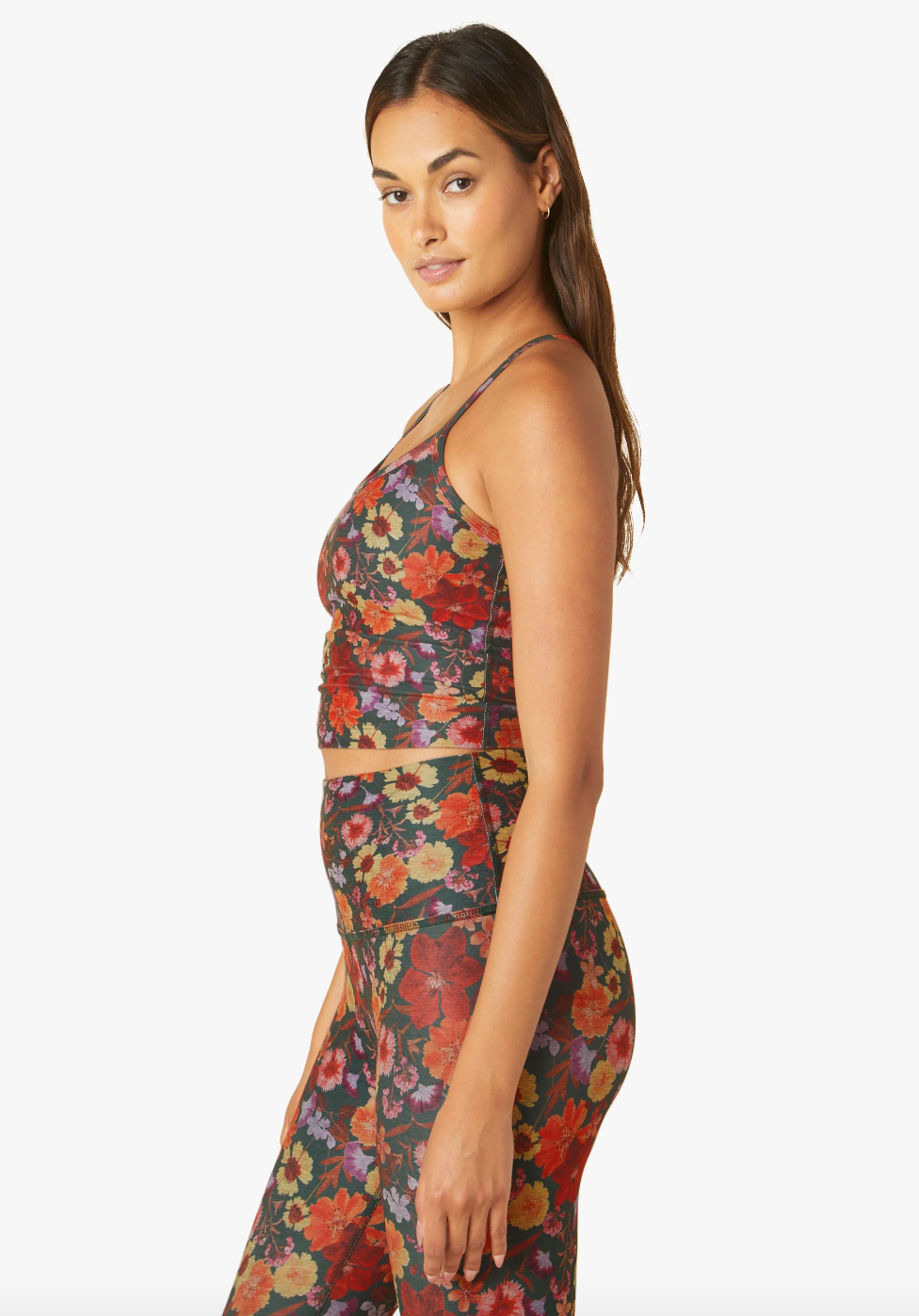 SoftMark Slim Racerback Cropped Tank - Pressed Flowers