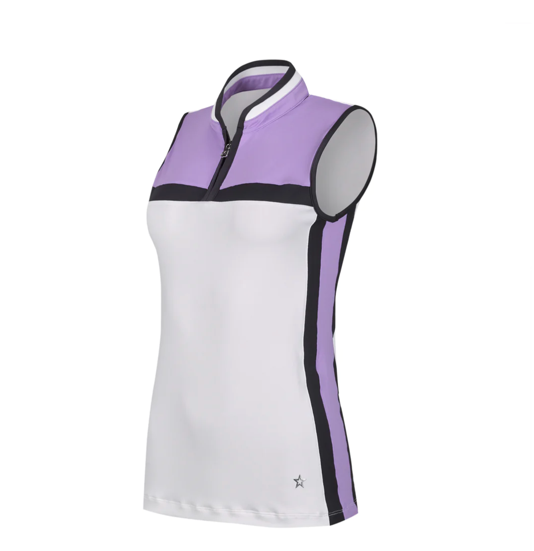 Kelsey Sleeveless Top - White/Lilac