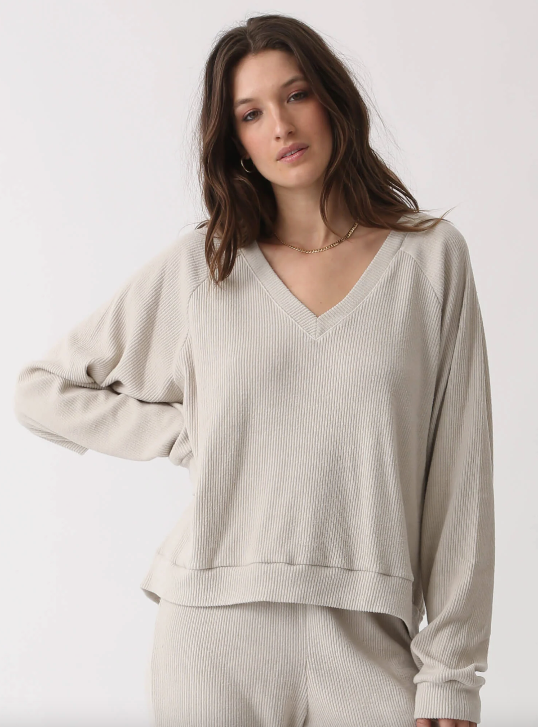 Cade Brushed Rib Pullover - Moon