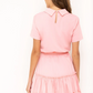 Short Sleeve Tiered Dress - Blush Pink